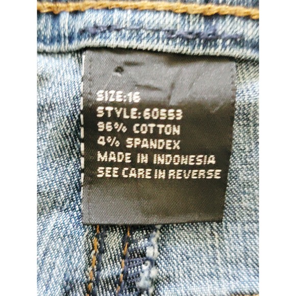 Gazoz Jeans‎ 16 Cropped Embellished Rhinestone Detail Blue Denim Size 16 - Picture 3 of 8